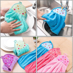 Coral Fleece Fingertip Towels with Hanging Loop, Soft & Absorbent, Pack of 3