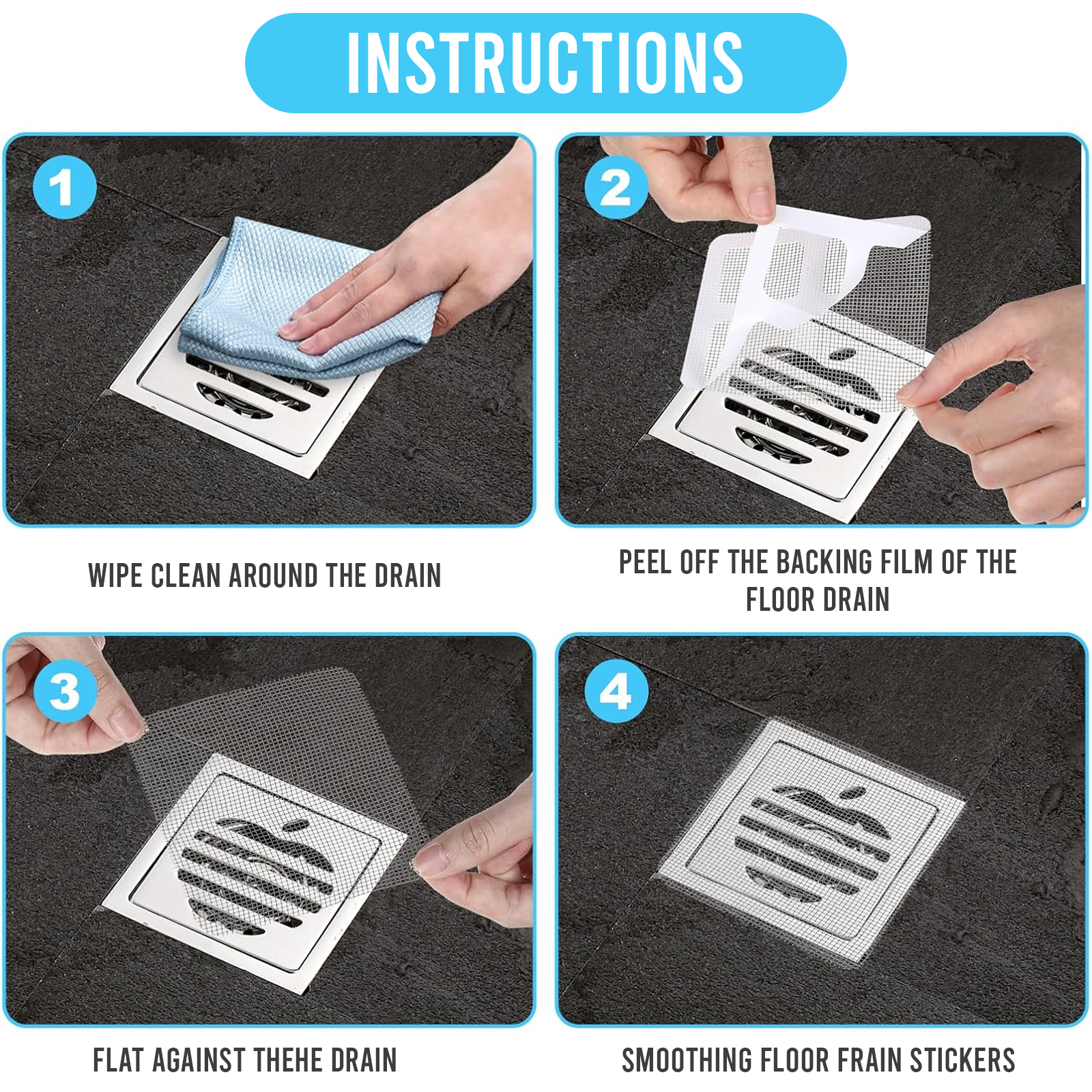 Hair Catcher Drain Stickers, Easy Use Shower Hair Blocker, Pack of 50