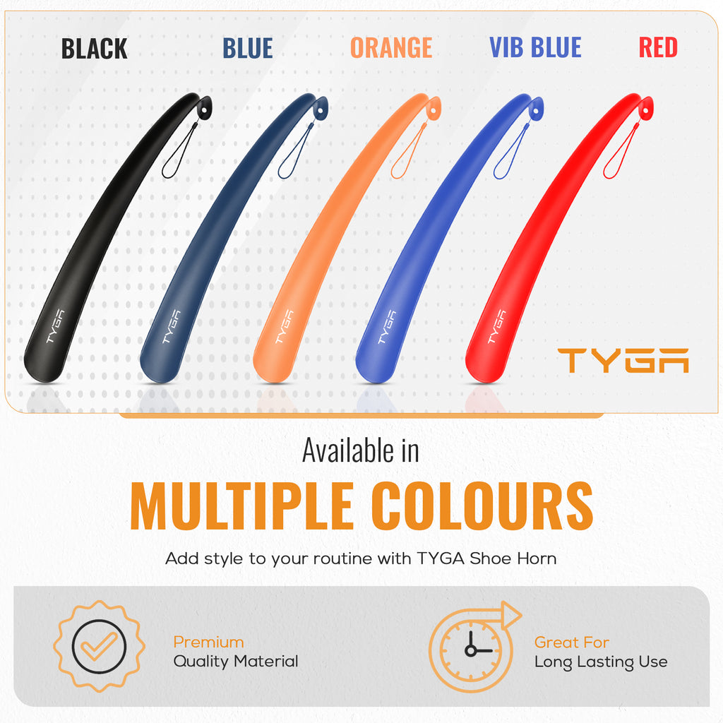 Long Handled Plastic Shoe Horn, Snap Proof, 43cm