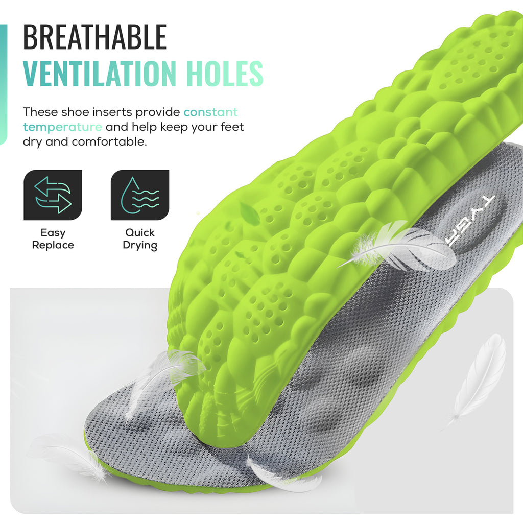 Breathable Memory Foam Insoles, 4D Comfort, Shock Absorption