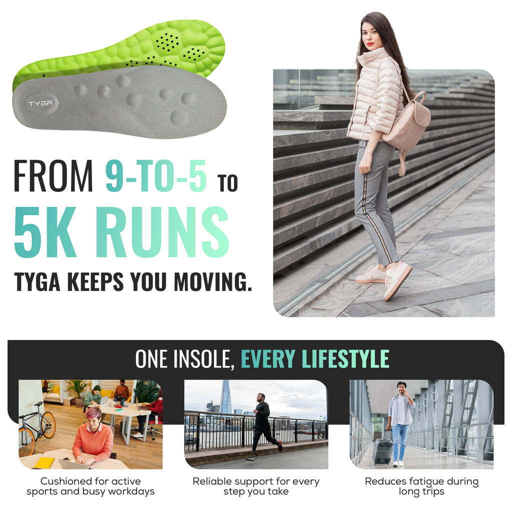 Breathable Memory Foam Insoles, 4D Comfort, Shock Absorption