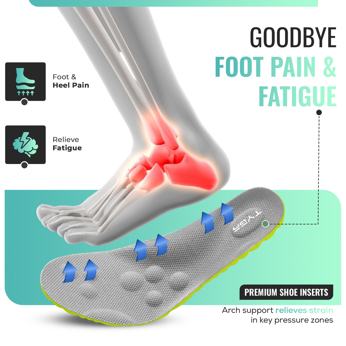 Breathable Memory Foam Insoles, 4D Comfort, Shock Absorption