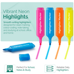 Highlighter Pens, Chisel Tip Assorted Colours, Pack of 4