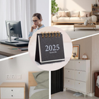 Flip Page Mini Desk Calendar with Memo Pad, Geometric Design, 2025