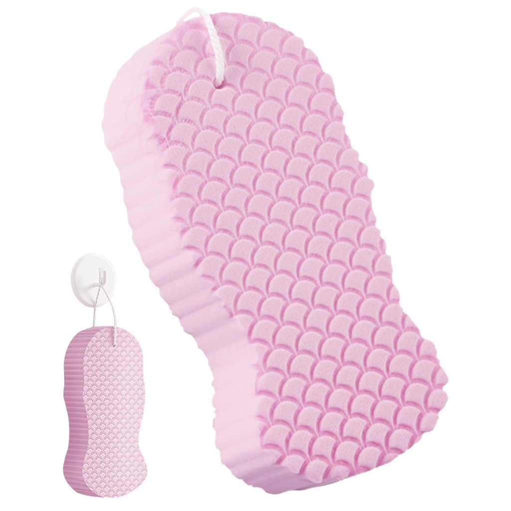 Super Soft Exfoliating Bath Sponge, Gentle Body Cleansing, Baby Pink, Pack of 1