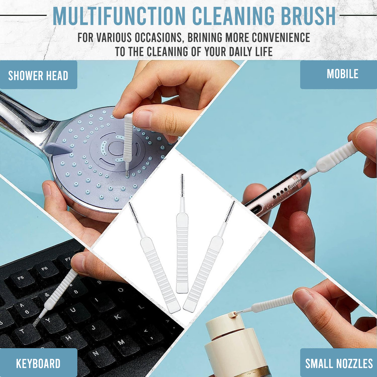 Mini Shower Cleaning Brushes, Small Hole Detail Brush, Pack of 10