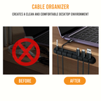 Cable Organiser, 7 Hole Self Adhesive Wire Holder, Black, Pack of 1
