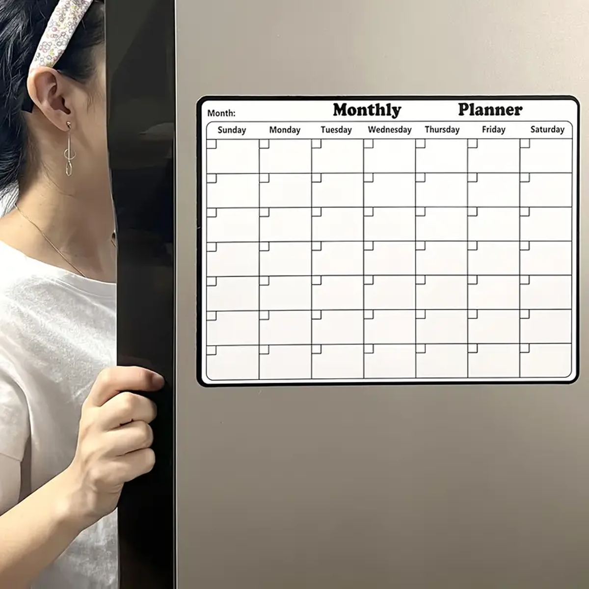 Magnetic Dry Erase Calendar for Refrigerator, Whiteboard with Learning Schedule, Pack of 1