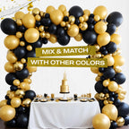 Latex Balloons with Ribbon, Black, 12 Inch, Pack of 50