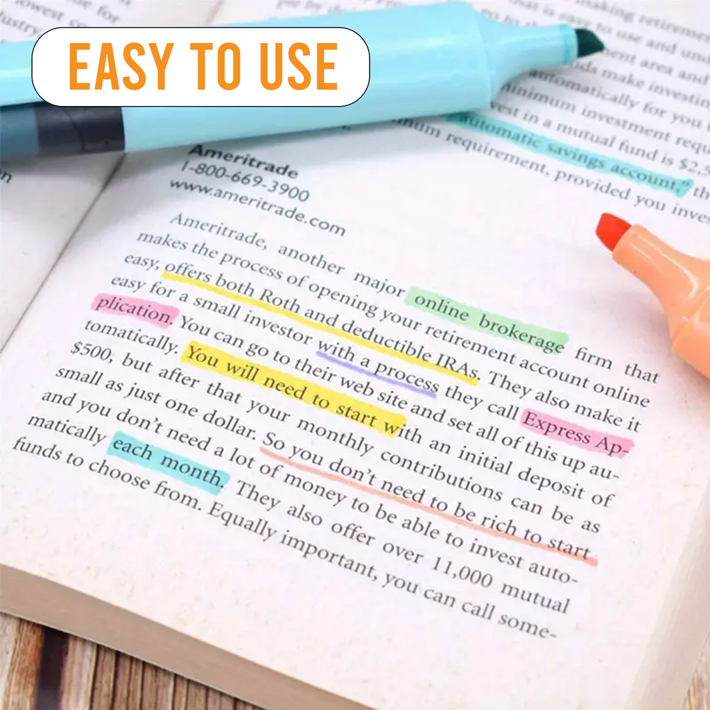 Highlighters, Chisel Tip Marker Pens, Pack of 6