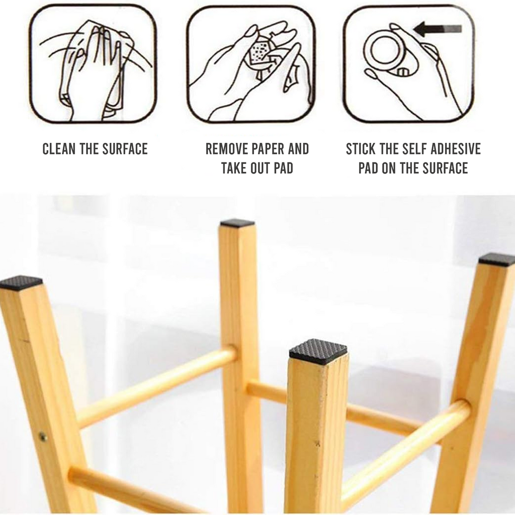 Silent Chair Leg Protectors, Anti Slip Noise Reducing Pads, Black, Pack of 30