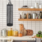 Wall Mounted Foldable Plastic Bag Holder, Reusable Storage Rack, Black, Pack of 1