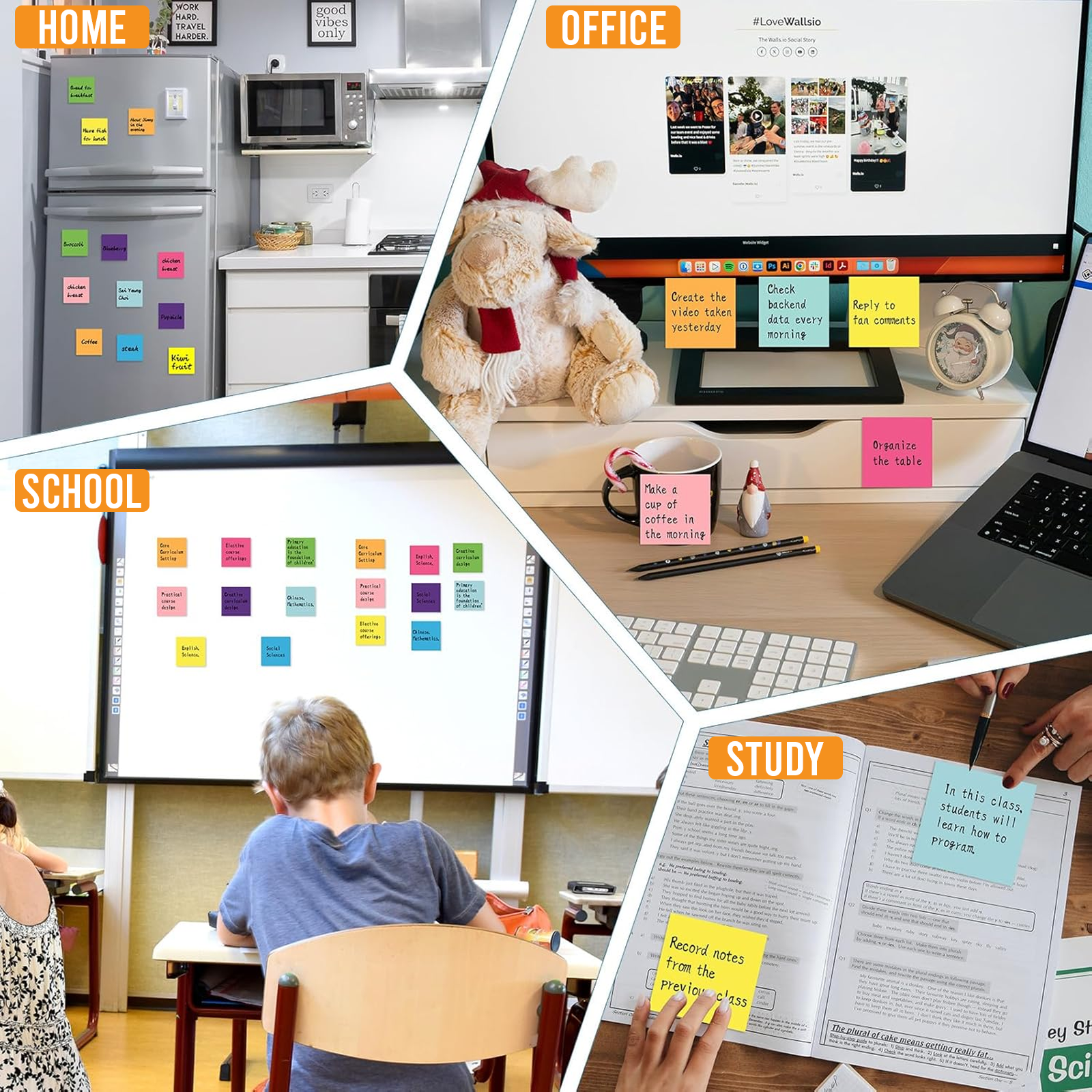 Self Adhesive Sticky Notes, Square Memo Pads, 500 Sheets