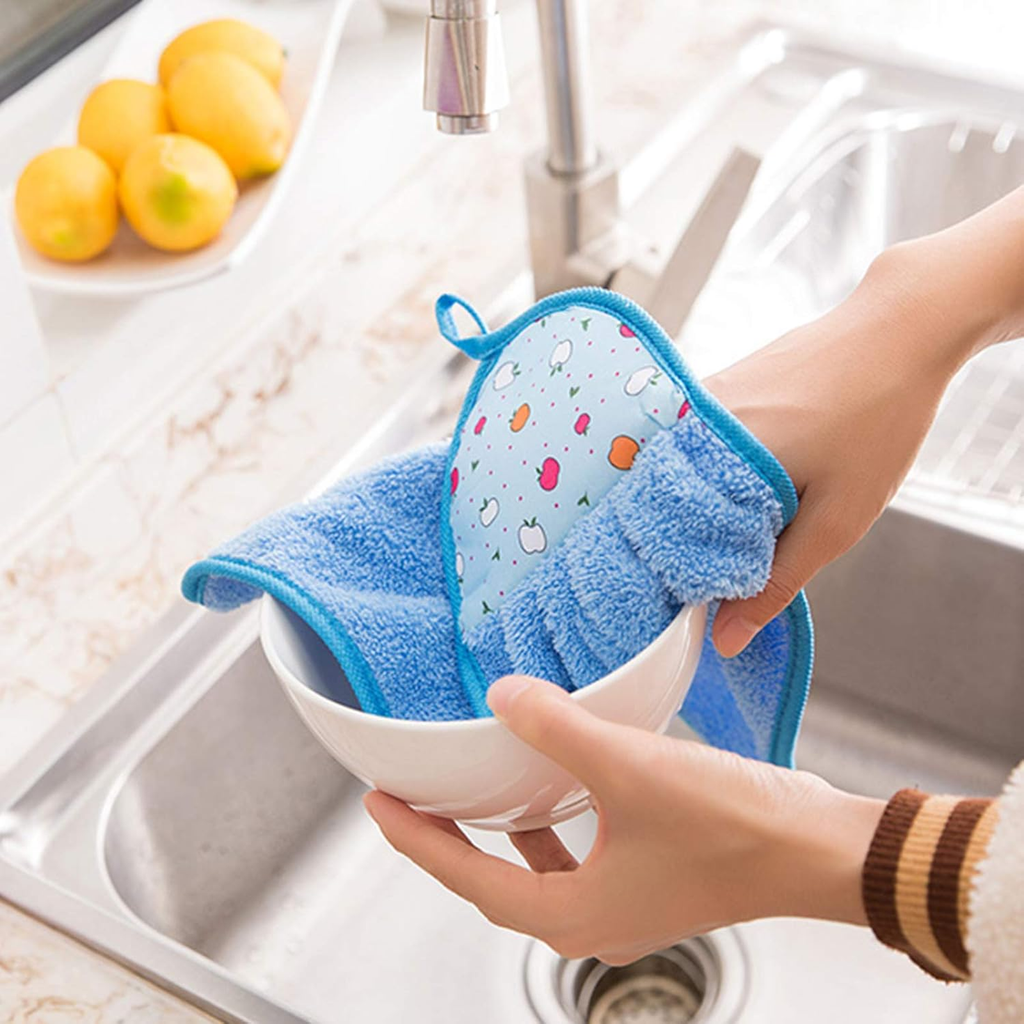 Coral Fleece Fingertip Towels with Hanging Loop, Soft & Absorbent, Pack of 3