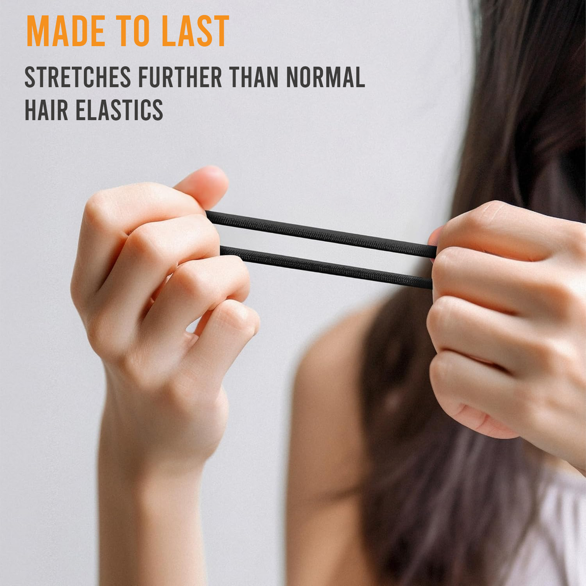 High Elastic Hair Bands, Seamless Soft Hold, Black, Pack of 50