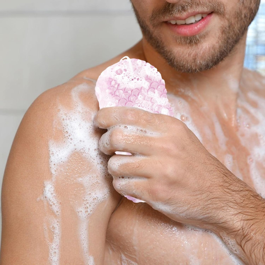 Super Soft Exfoliating Bath Sponge, Gentle Body Cleansing, Baby Pink, Pack of 1