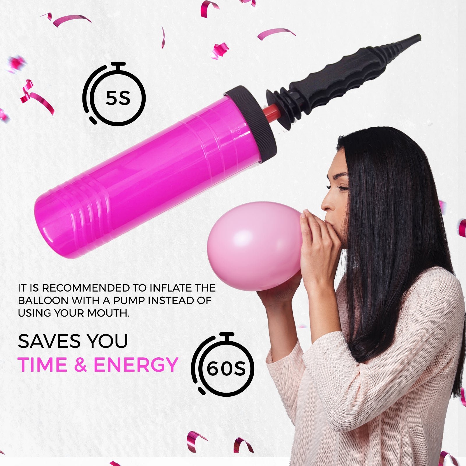 Manual Balloon Pump, Handheld Inflator, Random Colour