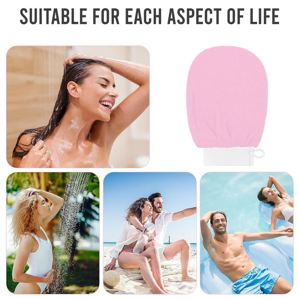 Deep Exfoliating Mitt, Viscose Fibre Scrub, Baby Pink, Pack of 1