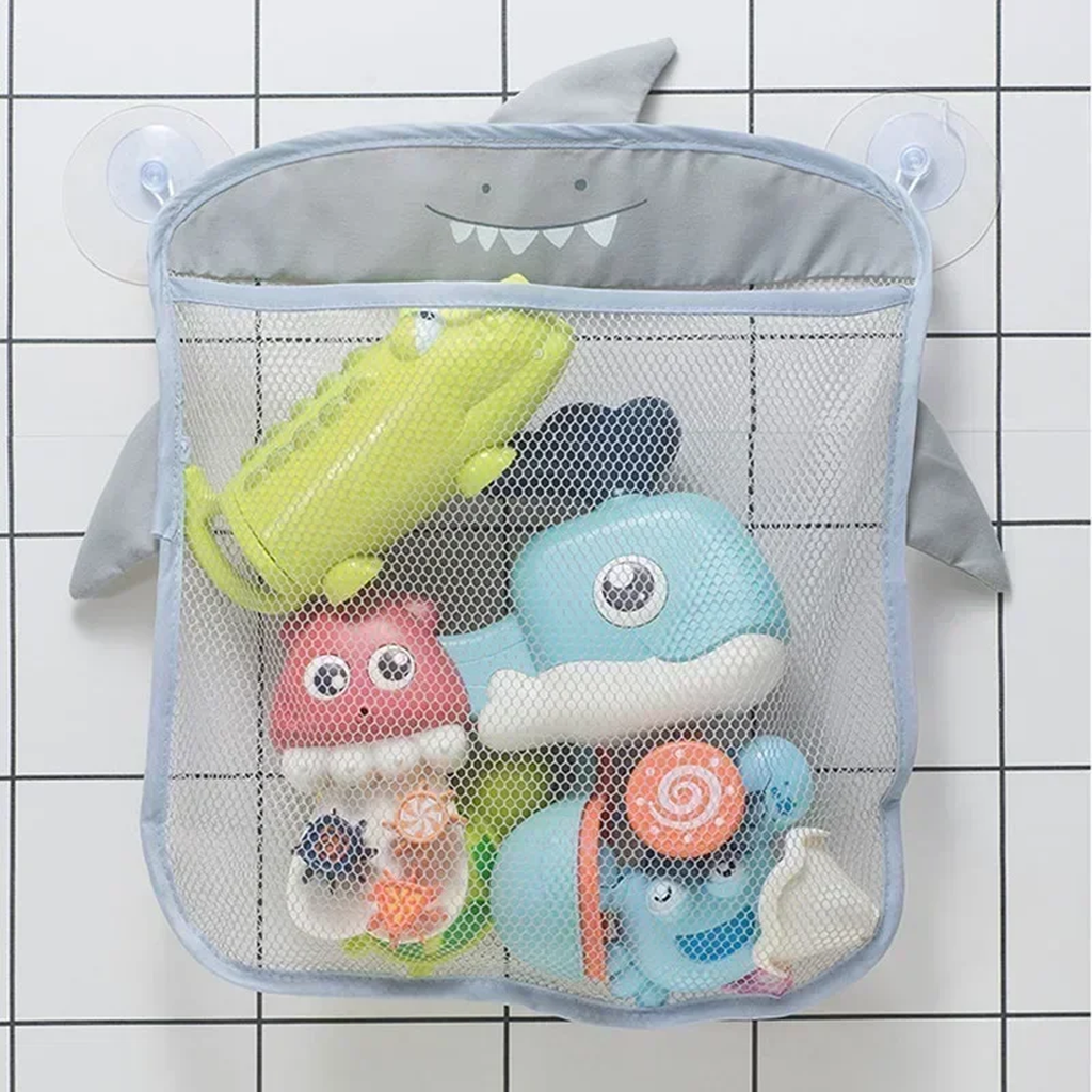 Shark Bath Toy Organizer, Hanging Mesh Storage Net, Grey, Pack of 1