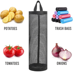 Wall Mounted Foldable Plastic Bag Holder, Reusable Storage Rack, Black, Pack of 1
