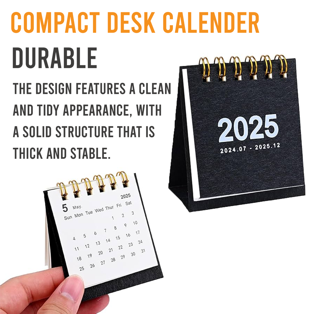 Flip Page Mini Desk Calendar with Memo Pad, Geometric Design, 2025