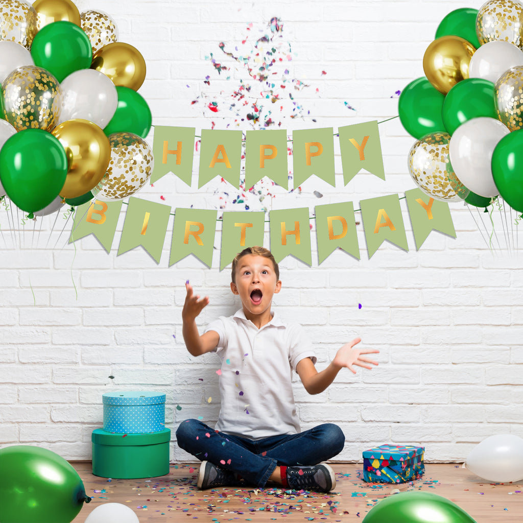 Birthday Balloon Decoration Set, Green, 16 Balloons