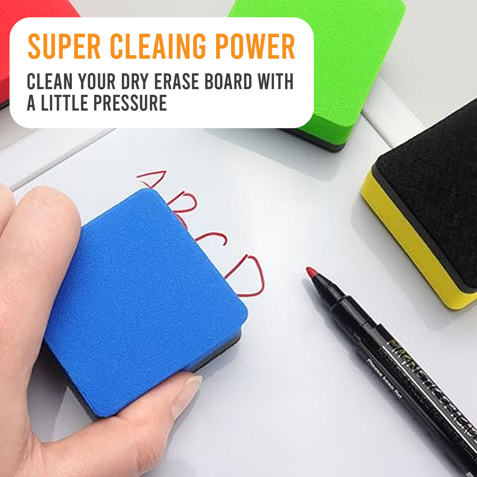 Dry Erasers, Whiteboard & Blackboard Use, Pack of 4