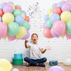 Pastel Latex Balloons with Pink Ribbon, 12 Inch, Pack of 30