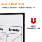 Magnetic Dry Erase Calendar for Refrigerator, Whiteboard with Learning Schedule, Pack of 1