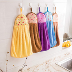 Coral Fleece Fingertip Towels with Hanging Loop, Soft & Absorbent, Pack of 3