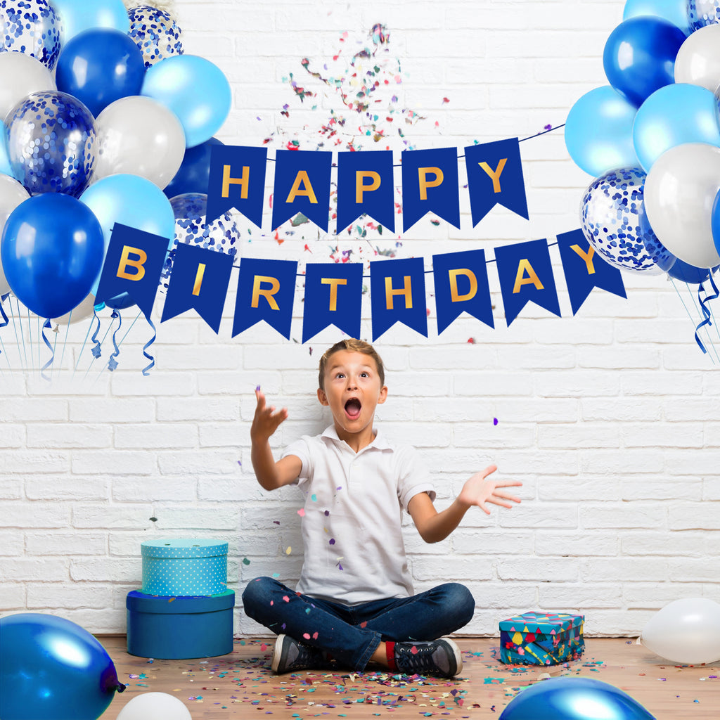 Birthday Balloon Decoration Set, Blue, 16 Balloons