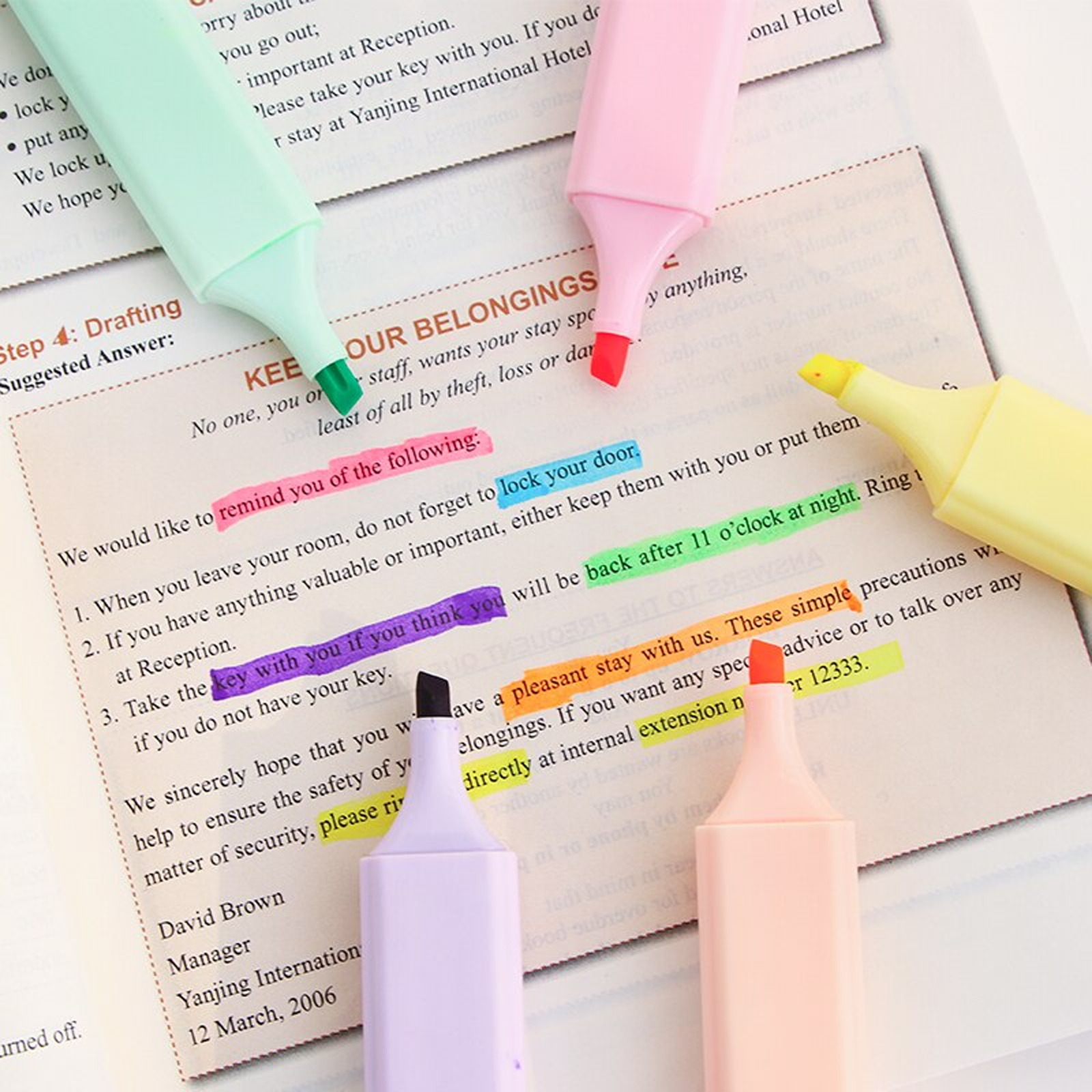 Highlighters, Chisel Tip Marker Pens, Pack of 6