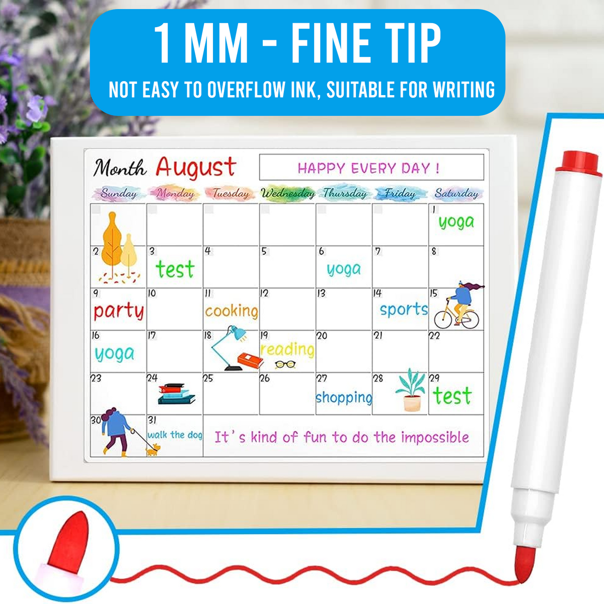 Erasable Magnetic Markers, Reusable Design, Pack of 4