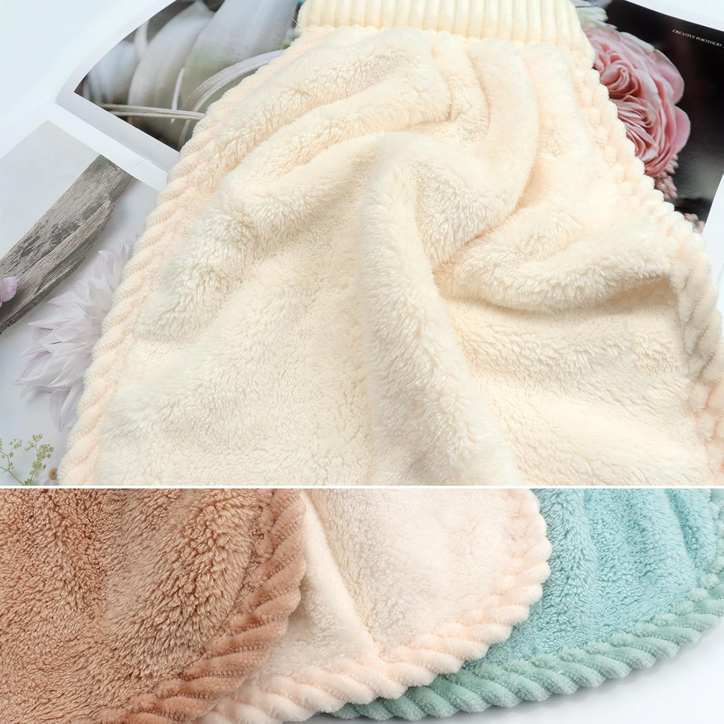 Coral Velvet Hand Towel with Hanging Loop, Soft & Absorbent, Pack of 1