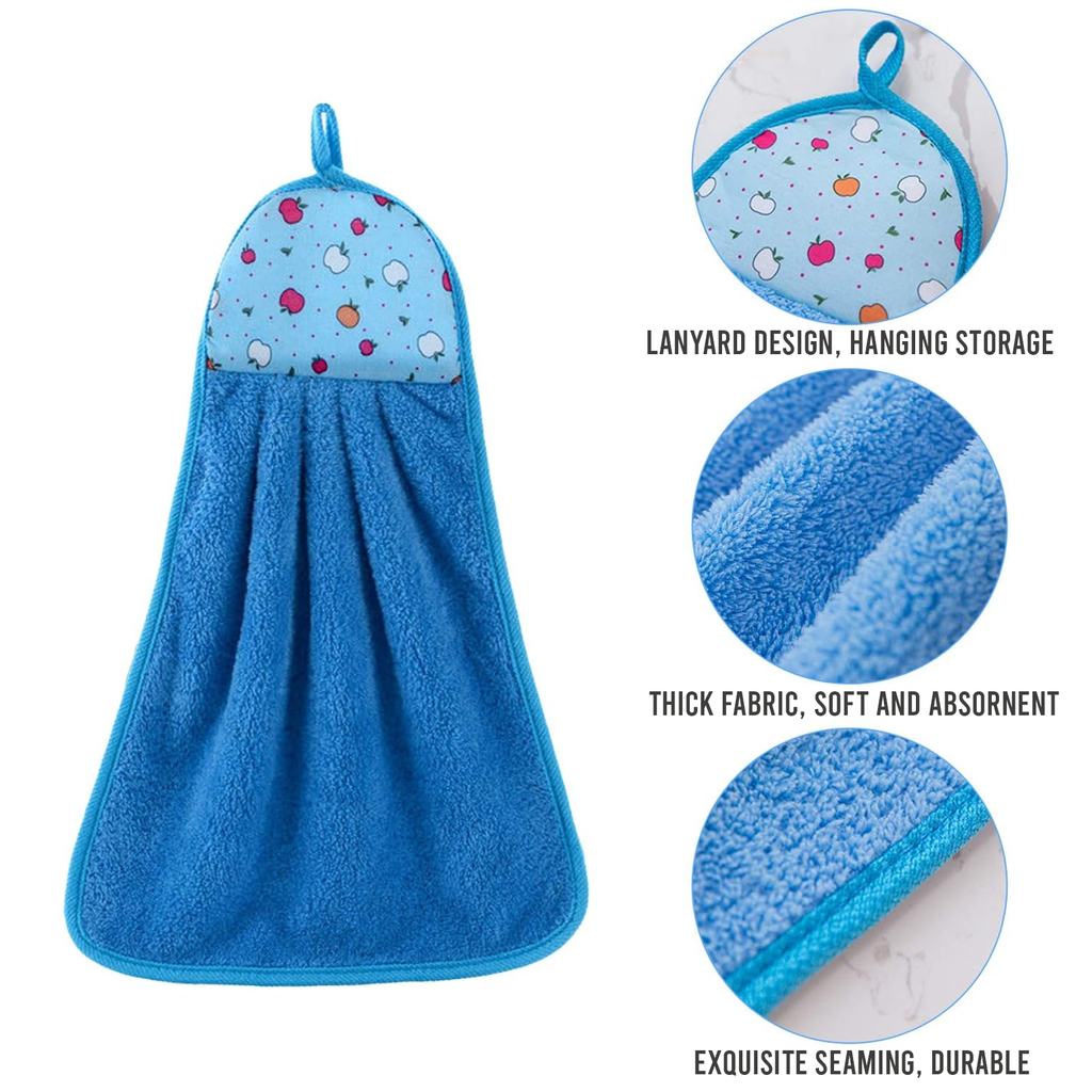 Coral Fleece Fingertip Towels with Hanging Loop, Soft & Absorbent, Pack of 3