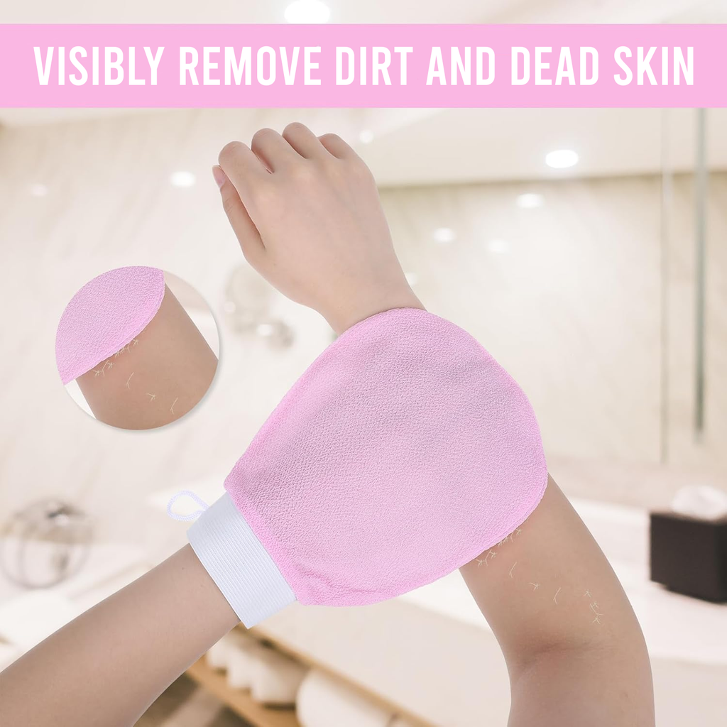 Deep Exfoliating Mitt, Viscose Fibre Scrub, Baby Pink, Pack of 1