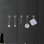 Heart Shaped Adhesive Hooks, Clear Wall Hooks, Pack of 10