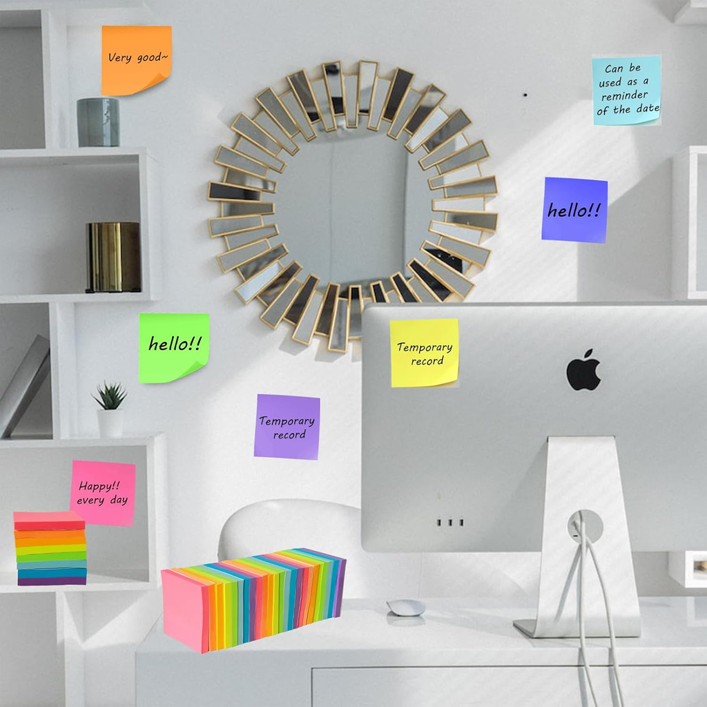 Self Adhesive Sticky Notes, Square Memo Pads, 500 Sheets
