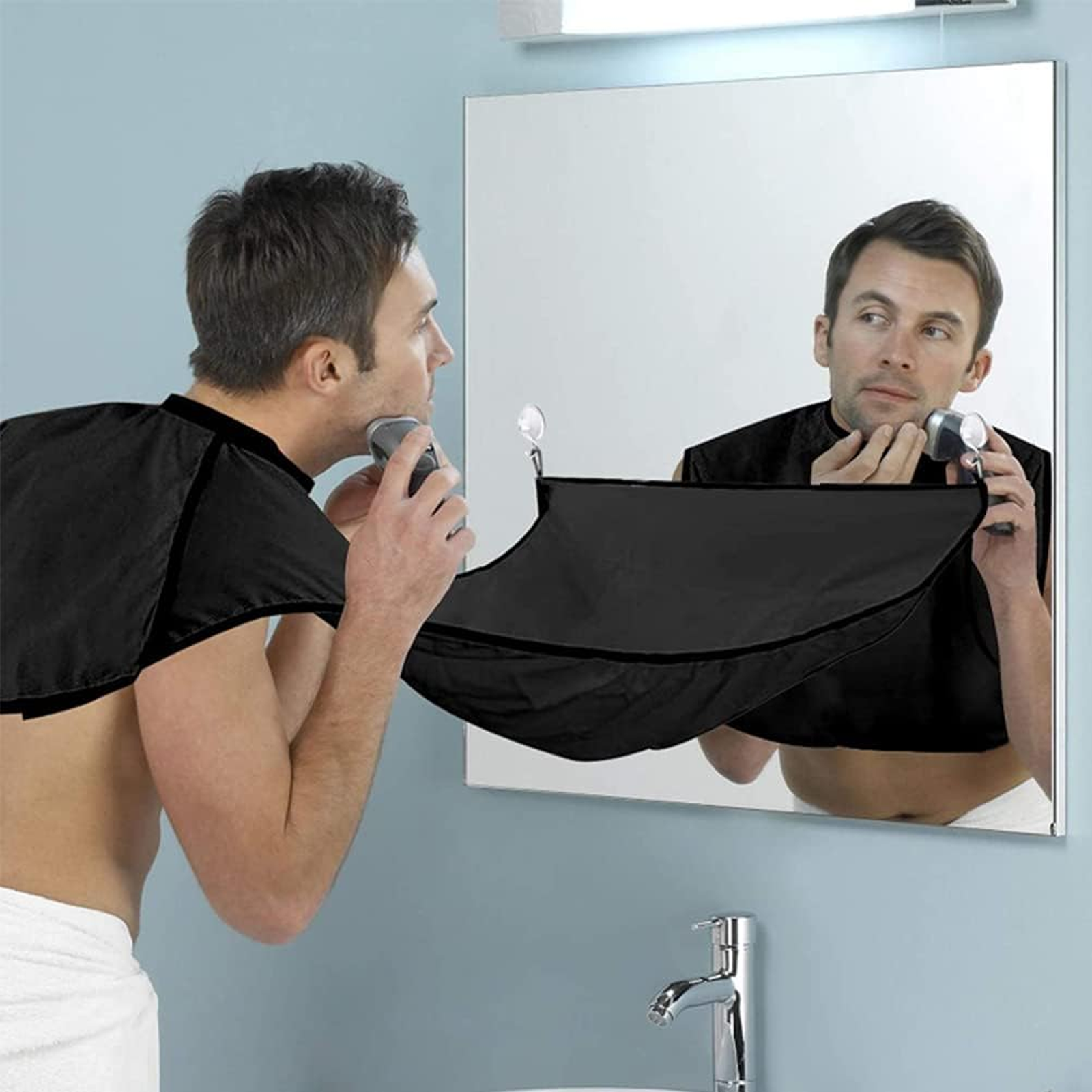 Beard Shaving Apron Cape, Waterproof Hair Catcher, Black