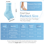 Blue ankle support brace with adjustable strap and compression sleeve, foot view