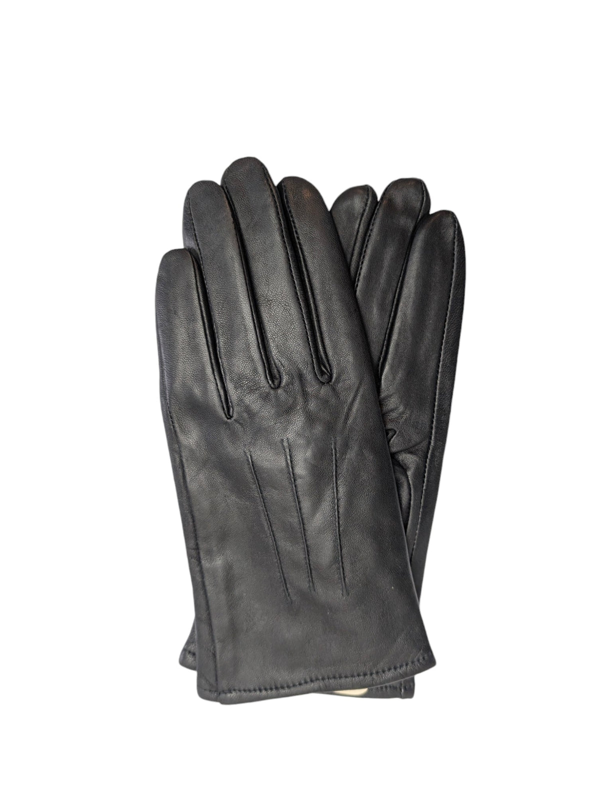 Women’s Leather Gloves, 3 Point Stitch, Polyester Lining, Black