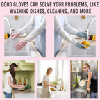 Floral Long Sleeve Rubber Gloves, Reusable & Flexible, 1 Pair