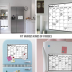 Magnetic Dry Erase Calendar for Refrigerator, Whiteboard with Learning Schedule, Pack of 1