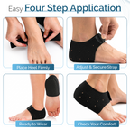 Black heel cups shown in place with adjustable strap for a secure fit