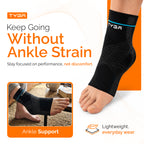 Ankle Support Brace with Adjustable Strap, Compression Stability Sleeve, Black