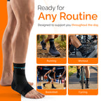Ankle Support Brace with Adjustable Strap, Compression Stability Sleeve, Black
