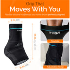 Ankle Support Brace with Adjustable Strap, Compression Stability Sleeve, Black