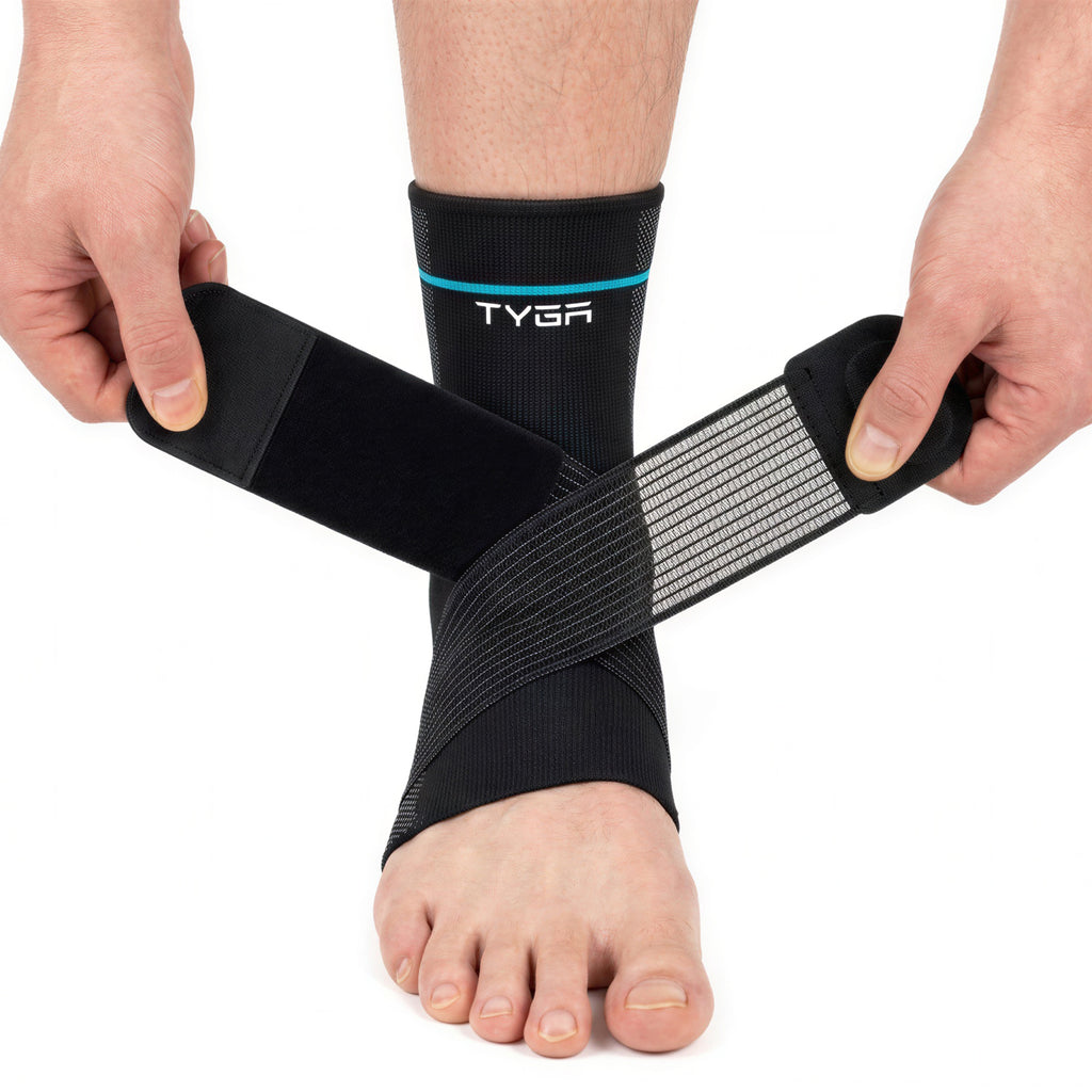 Ankle Support Brace with Adjustable Strap, Compression Stability Sleeve, Black