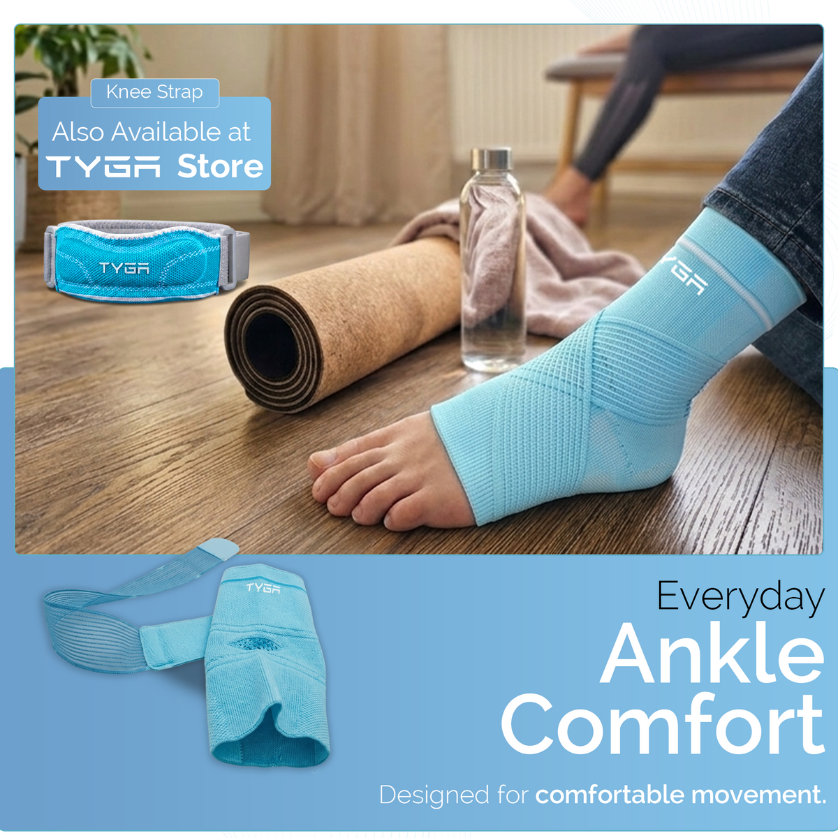 Ankle Support Brace with Adjustable Strap, Compression Stability Sleeve