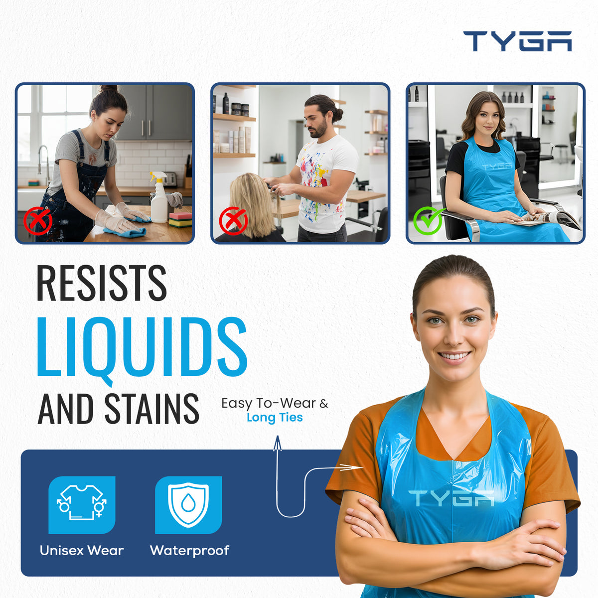 Disposable Polythene Protective Aprons, Flat Pack